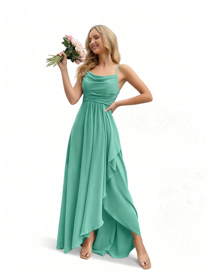 Stalluxe | Brautjungfernkleid mit Wasserfallausschnitt Mintgrün