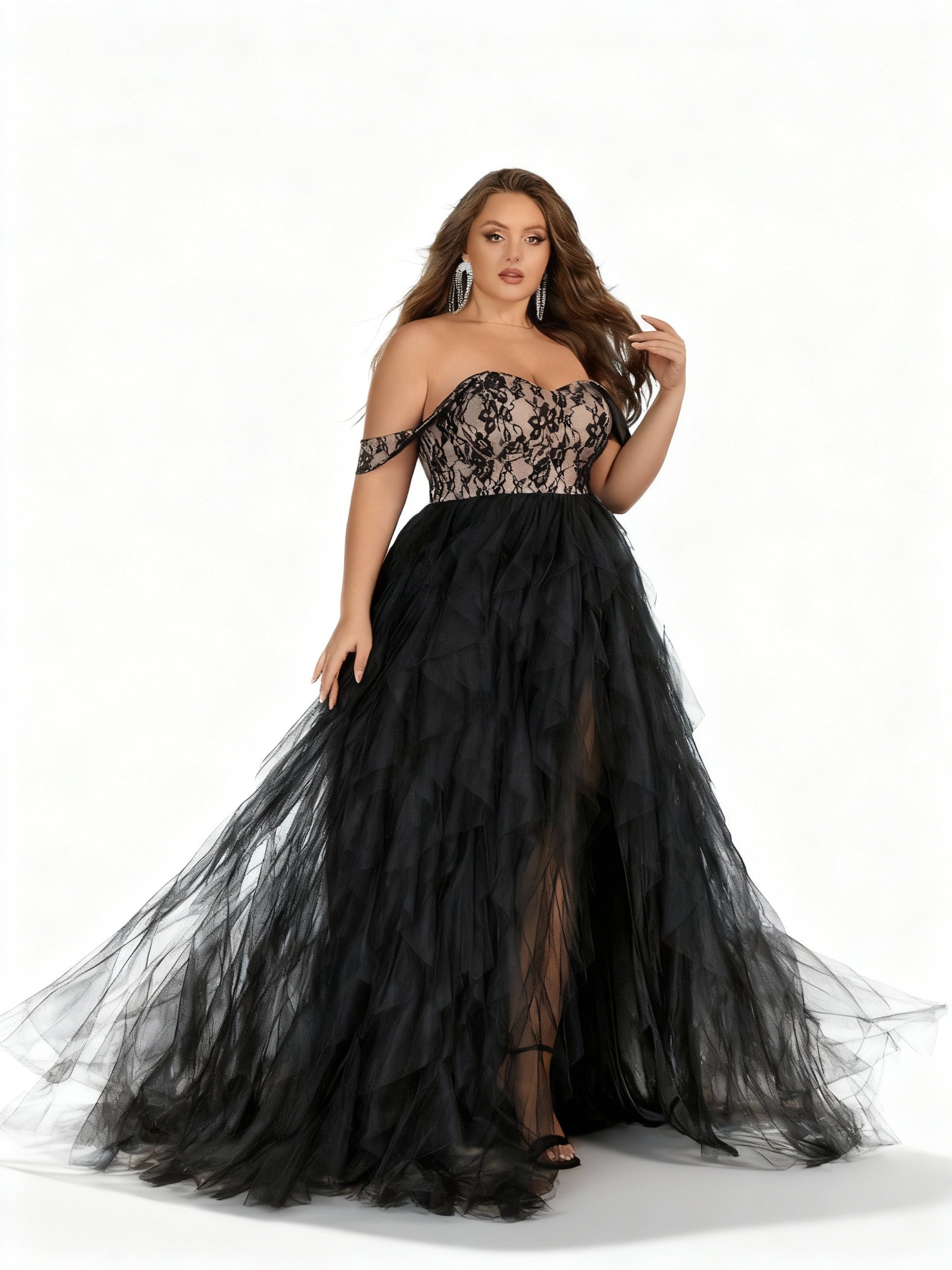 Stalluxe | Spitzenkleid mit Einer Schulter und Schlitz 5xl