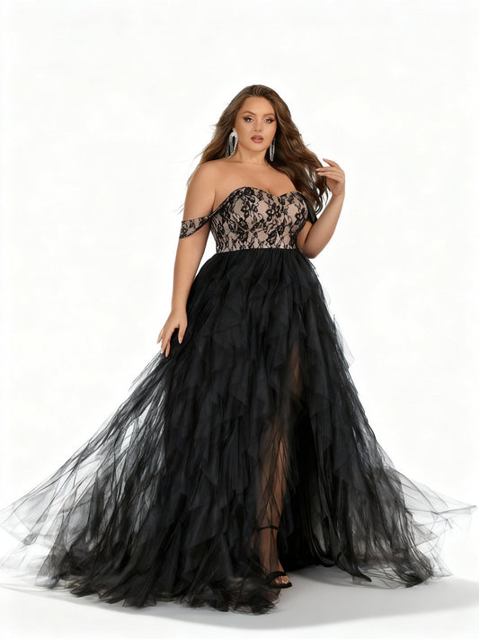 Stalluxe | Spitzenkleid mit Einer Schulter und Schlitz 5xl