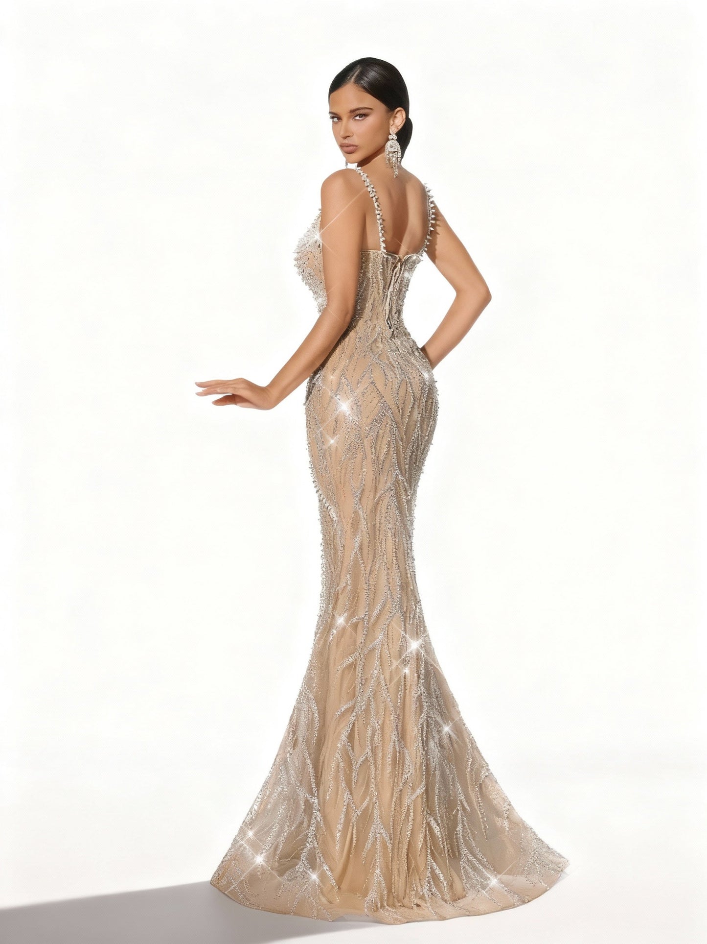 Stalluxe | Paillettenbesetztes Trägerloses Enges Kleid