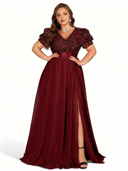 Stalluxe | Chiffonkleid mit Pailletten in Großen Größen