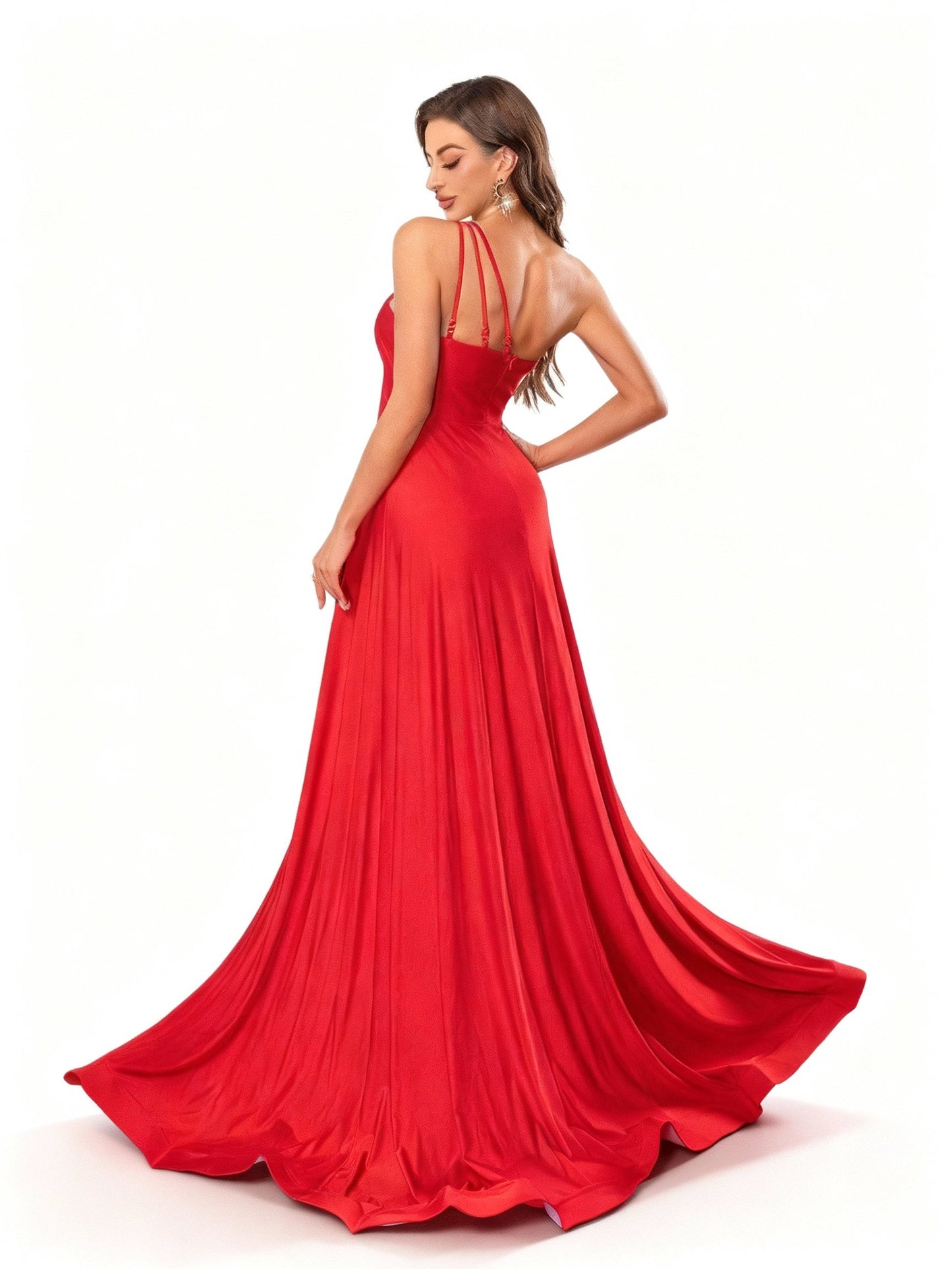 Stalluxe | Atemberaubendes Rotes Ärmelloses Abendkleid mit Schlitz