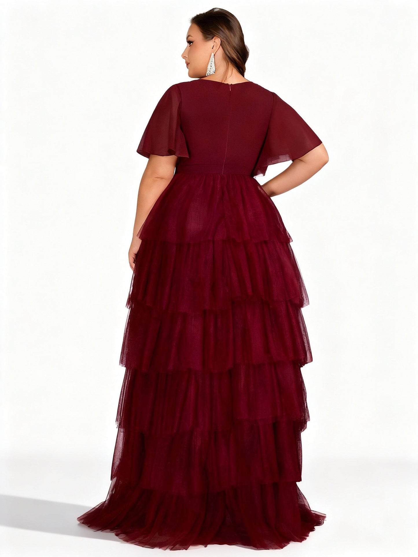 Stalluxe | Burgunderfarbenes Lagenkleid aus Chiffon