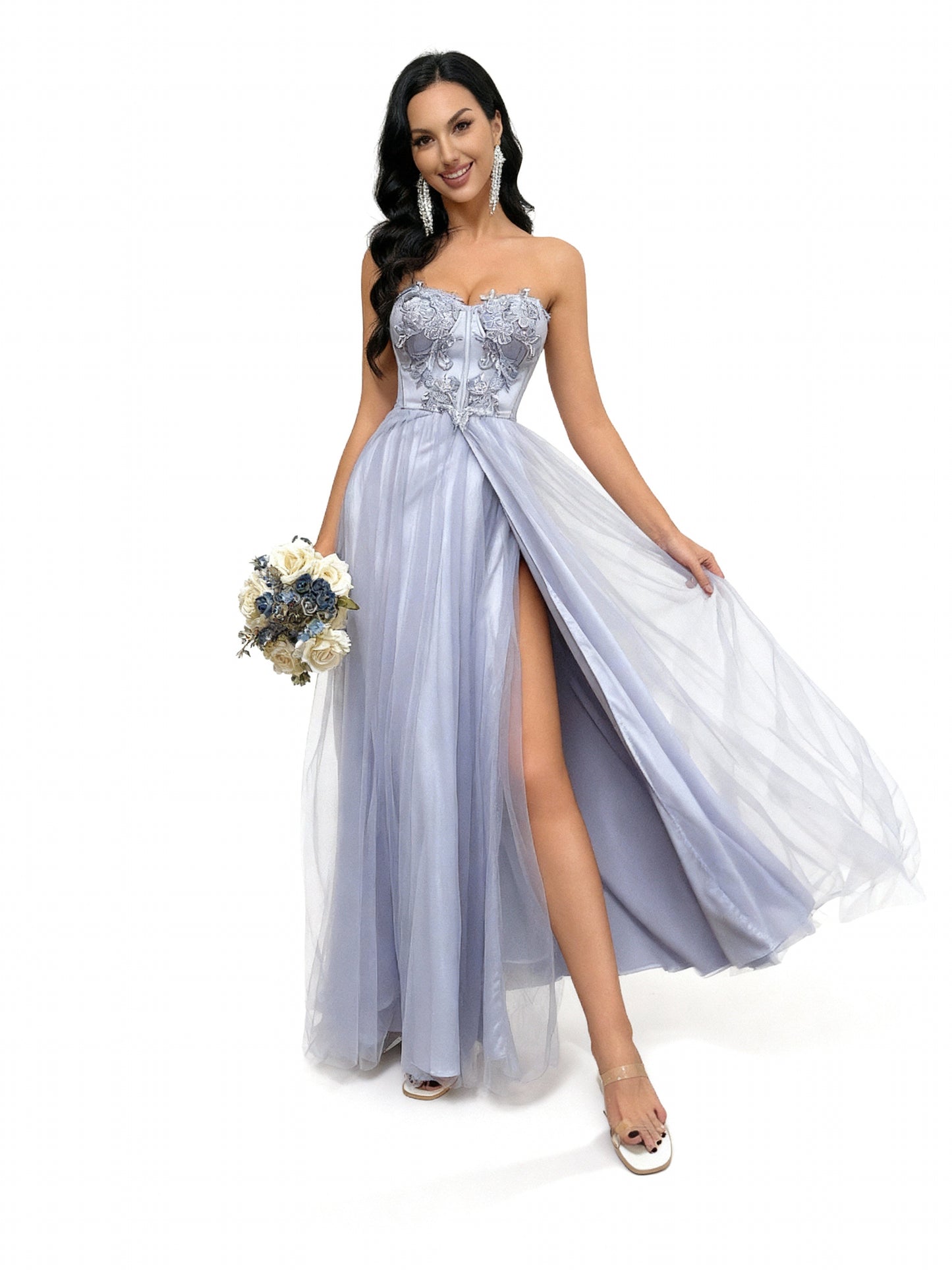 Stalluxe | Trägerloses Feenkleid mit Schlitz Flieder