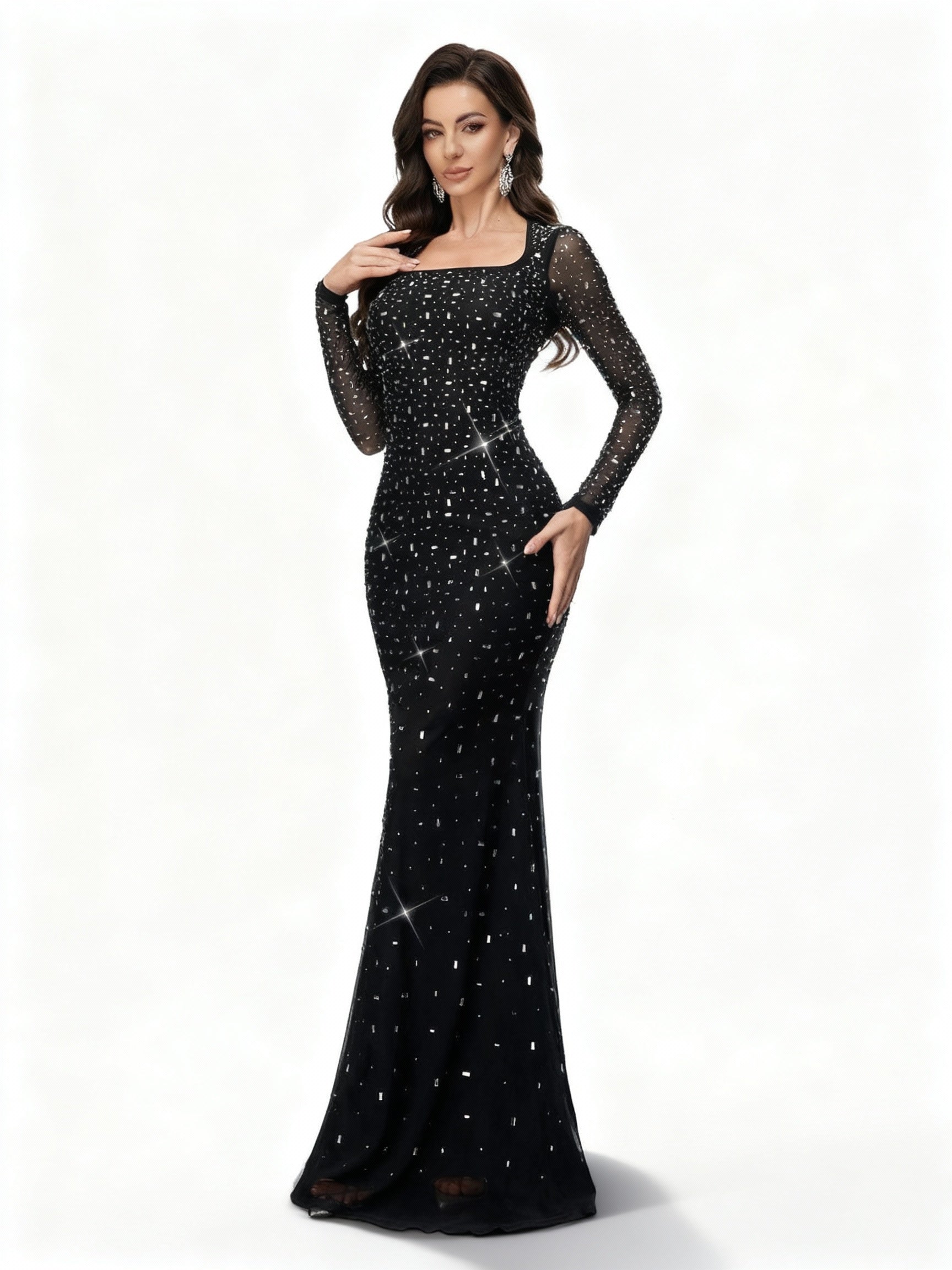 Stalluxe | Klassisches Fishtail Abendkleid mit Strass für Feste