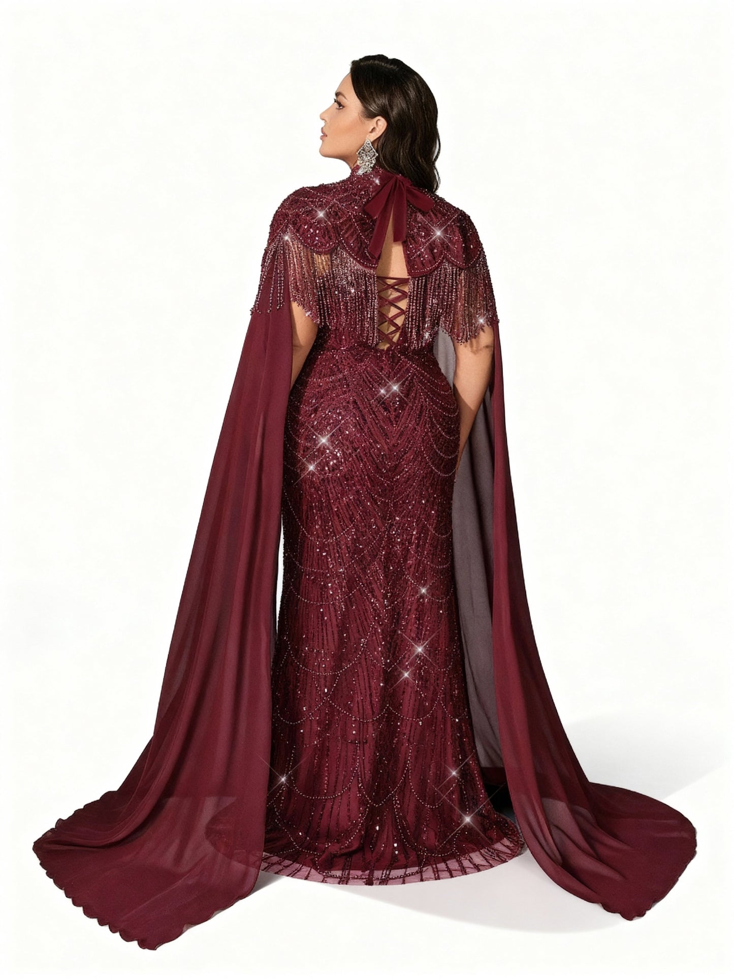 Stalluxe | Paillettenkleid mit Stehkragen und Schal