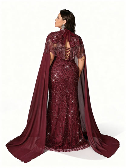 Stalluxe | Paillettenkleid mit Stehkragen und Schal