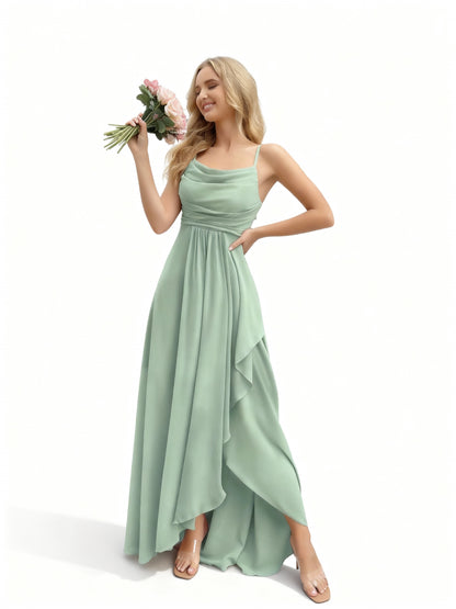 Stalluxe | Brautjungfernkleid mit Wasserfallausschnitt Hellgrün