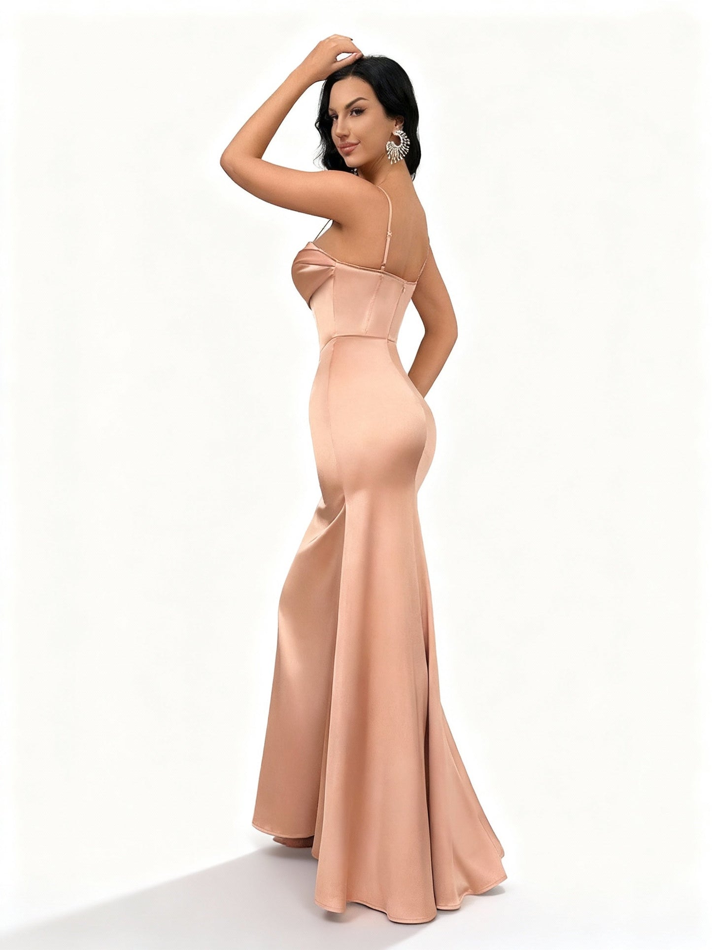 Stalluxe | Satinkleid mit Spaghettiträgern und Halterneck