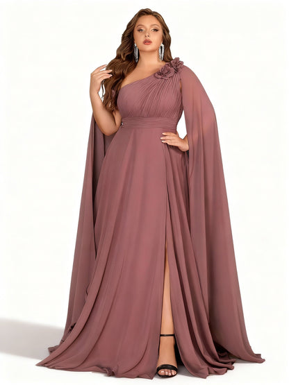 Stalluxe | Korallenrosa Chiffonkleid in Großen Größen