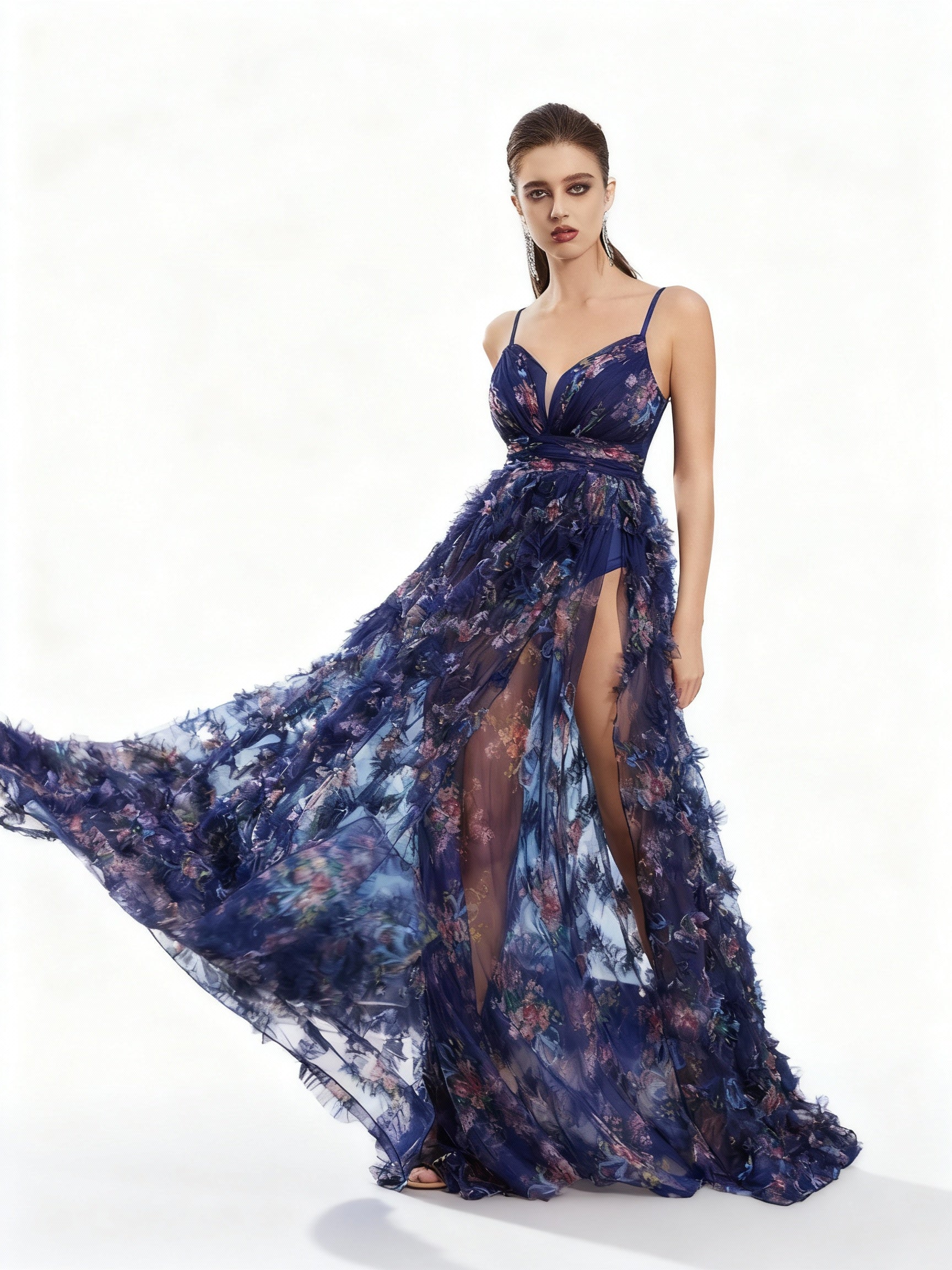 Stalluxe | Langkleid mit Blumenmuster und Mesh-Schlitz