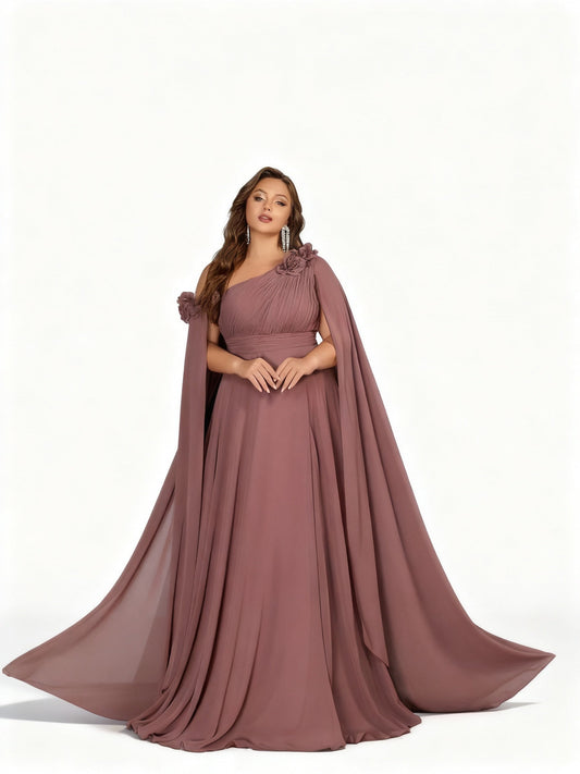 Stalluxe | Korallenrosa Chiffonkleid in Großen Größen