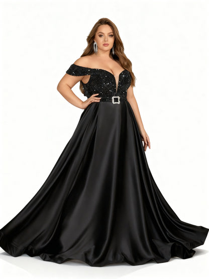 Stalluxe | Schulterfreies Abendkleid in schlichtem, elegantem Design 5xl