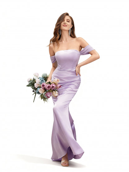 Stalluxe | Lila Schulterfreies Brautjungfernkleid