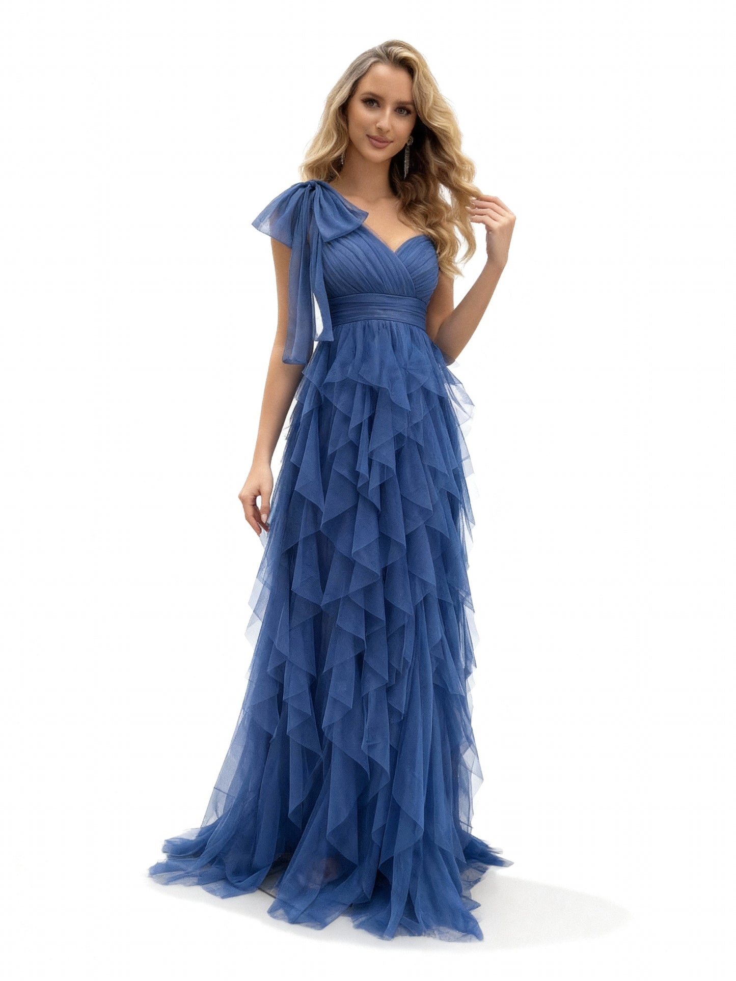 Stalluxe | Ärmelloses Kleid mit Asymmetrischem Ausschnitt Trübes Blau