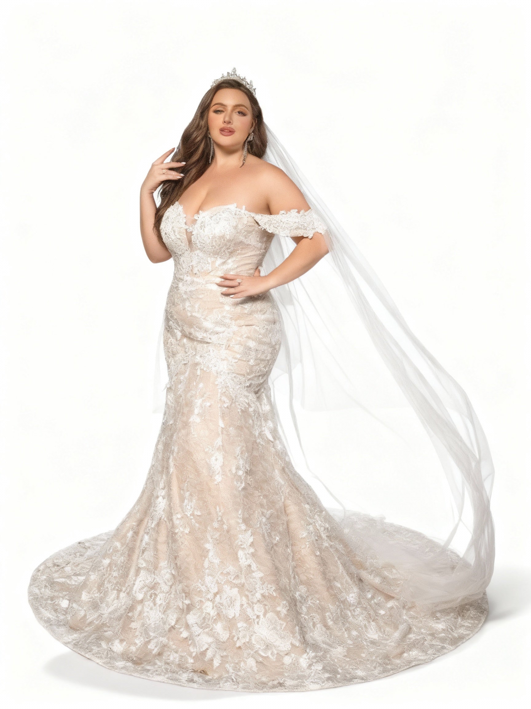 Stalluxe | Weißes Etui-Brautkleid in Übergröße mit One-Shoulder-Schnitt