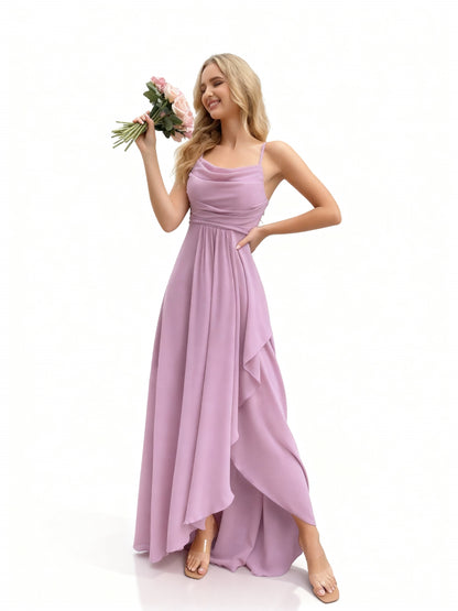 Stalluxe | Brautjungfernkleid mit Wasserfallausschnitt Helllila