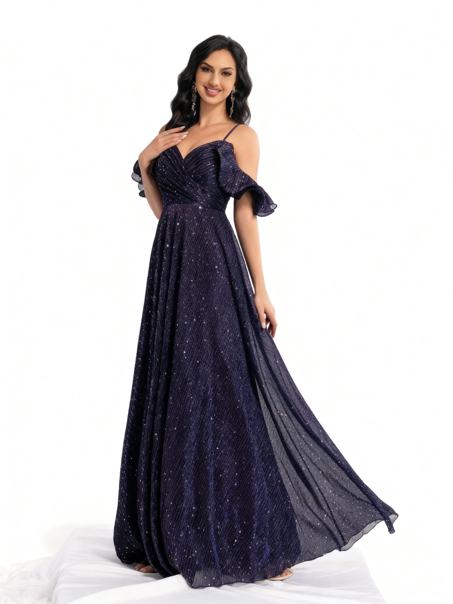 Stalluxe | Lila Glitzerkleid aus Mesh ohne Träger