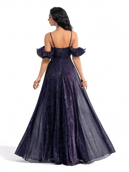 Stalluxe | Lila Glitzerkleid aus Mesh ohne Träger