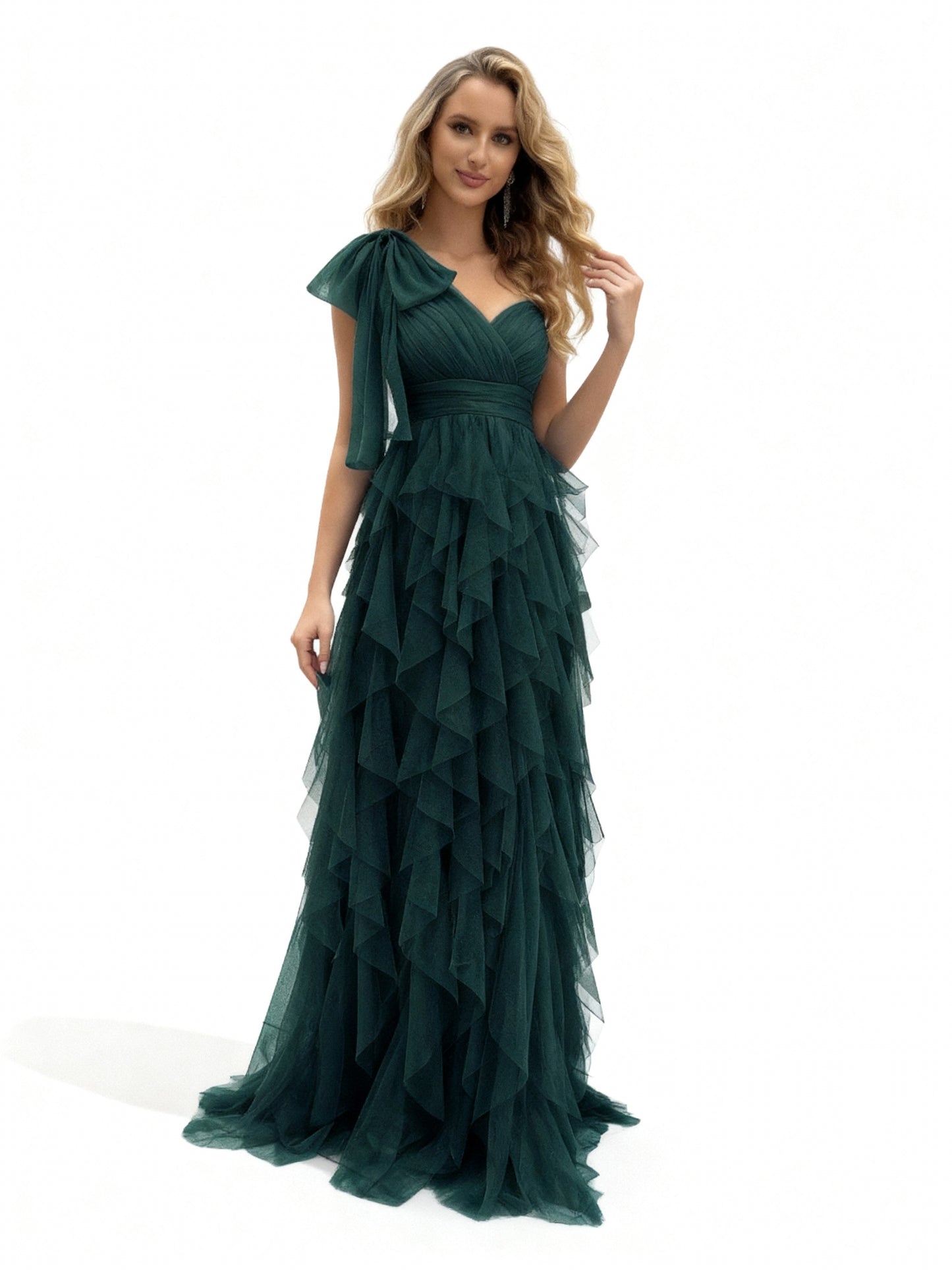 Stalluxe | Ärmelloses Kleid mit Asymmetrischem Ausschnitt Dunkelgrün