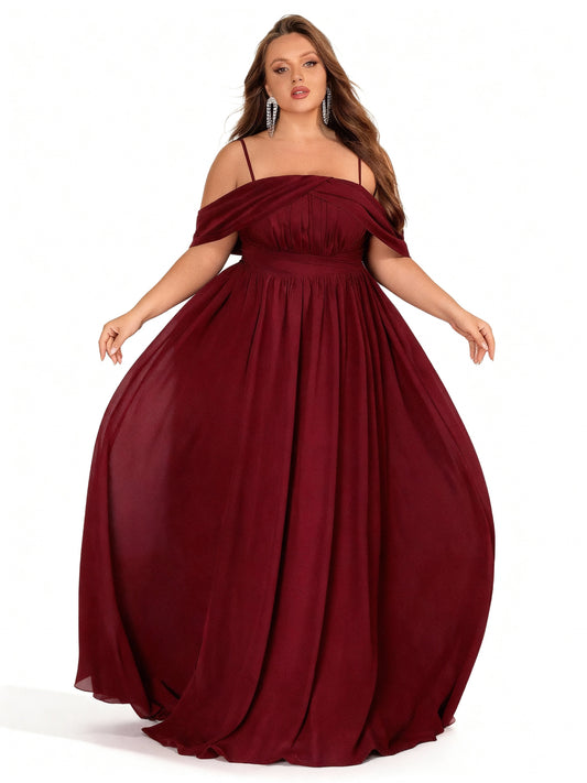 Stalluxe | Trägerloses Chiffon-Brautjungfernkleid in eleganter Unifarbe 5xl