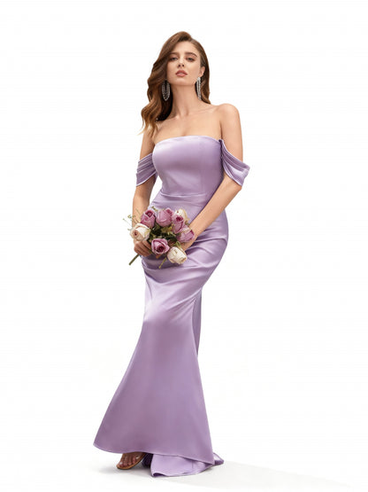 Stalluxe | Lila Schulterfreies Brautjungfernkleid XL