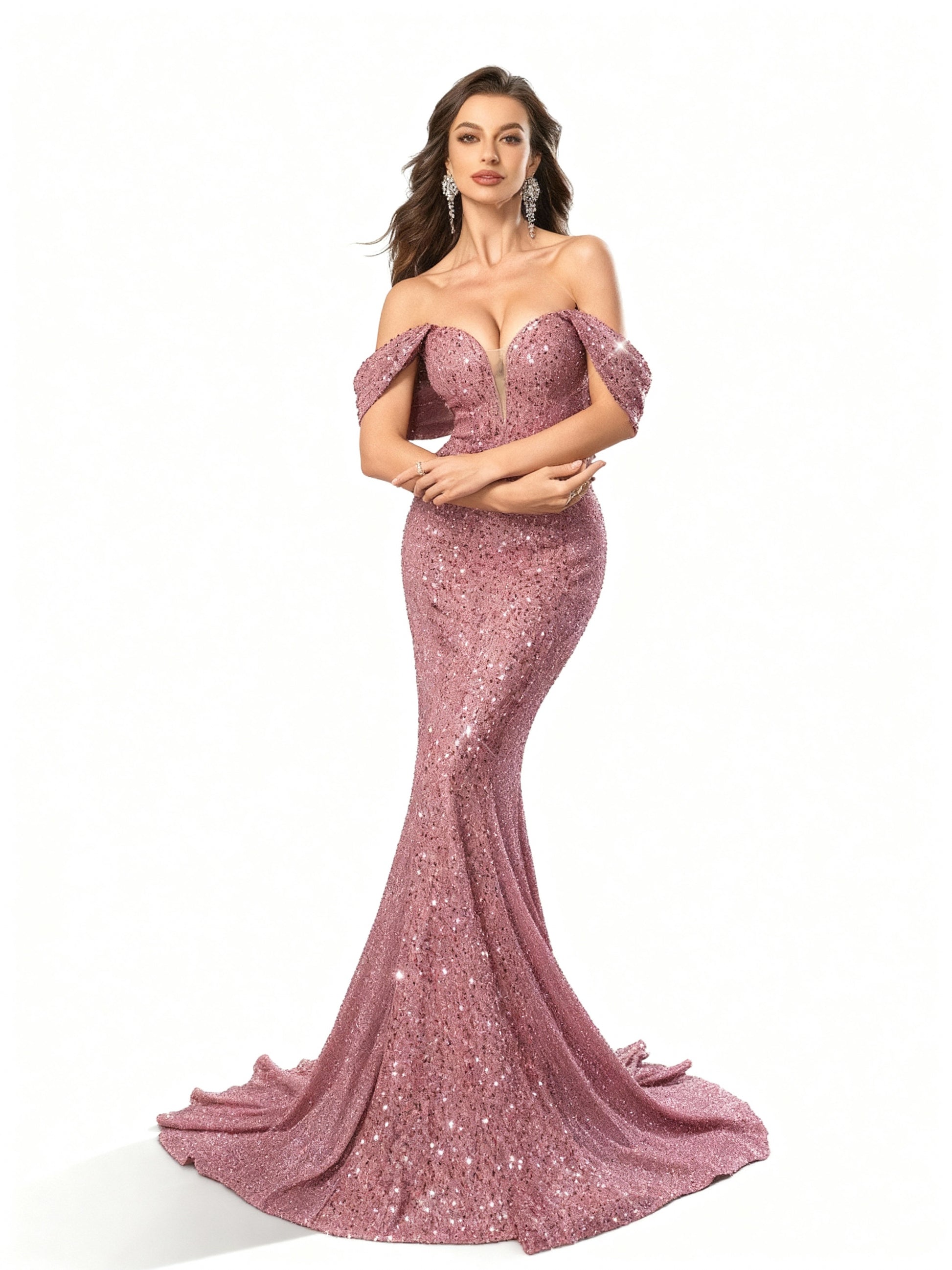 Stalluxe | Rosa Paillettenkleid mit Einem Träger und Fischschwanz XL