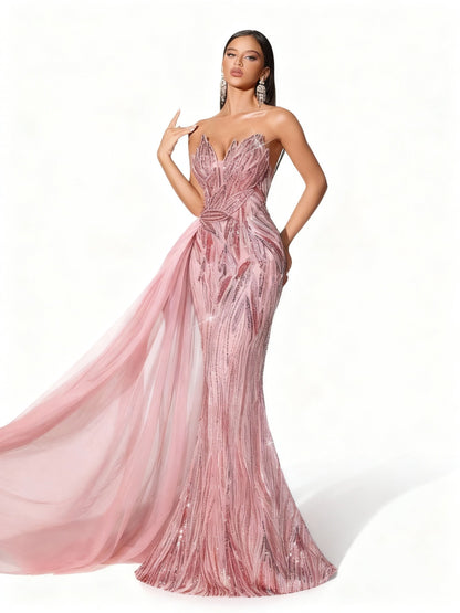 Stalluxe | Rosa Paillettenkleid mit Rückenbindung