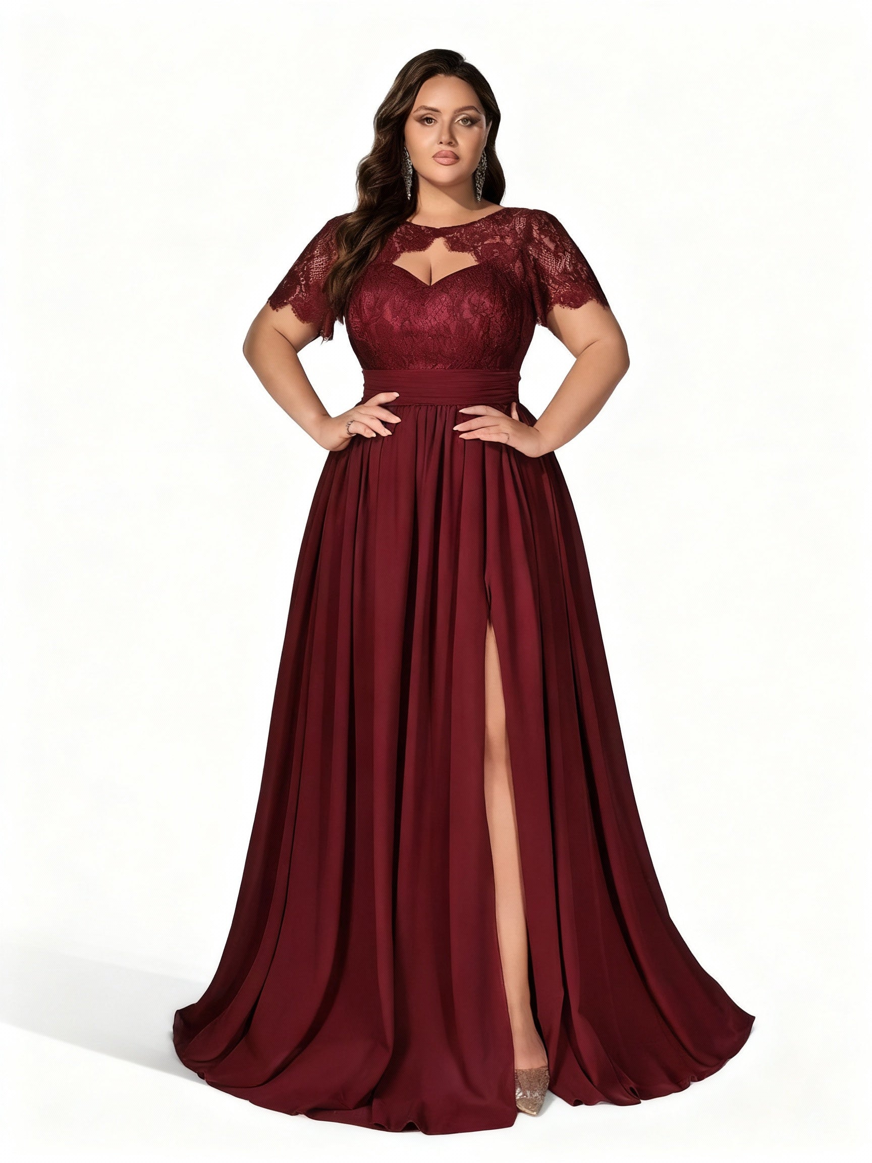 Stalluxe | Elegantes Spitzenkleid mit kurzen Ärmeln für Brautjungfern