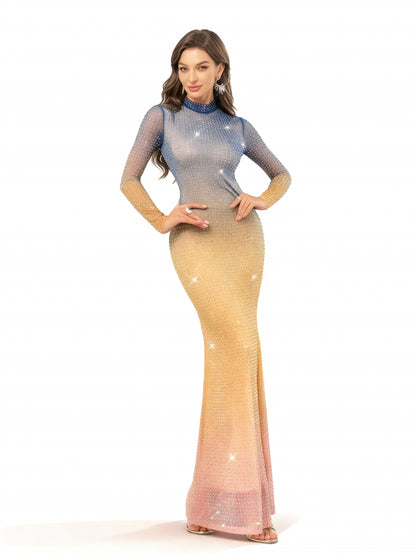 Stalluxe | Mehrfarbiges Strasskleid mit Stehkragen XL