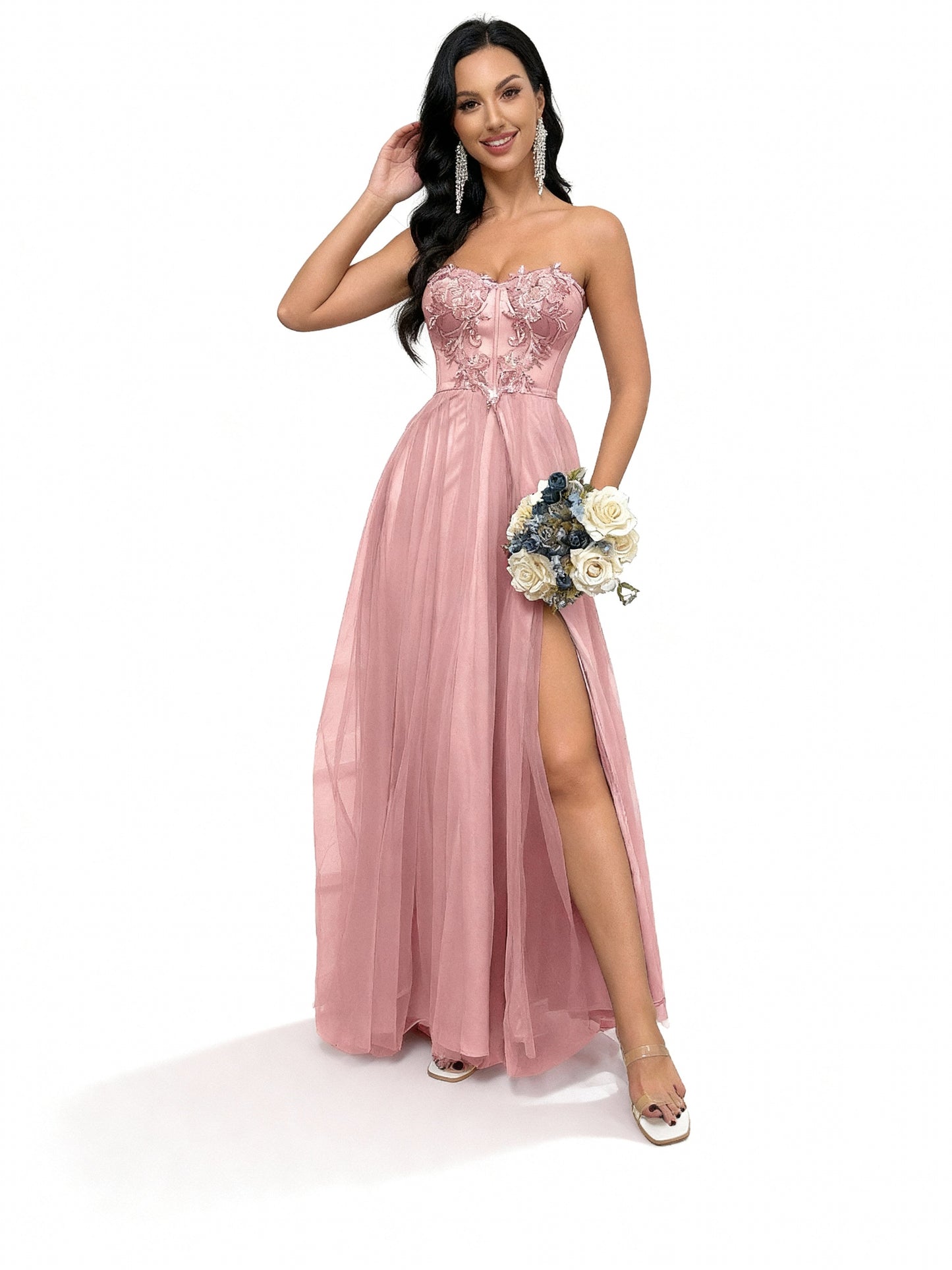 Stalluxe | Trägerloses Feenkleid mit Schlitz