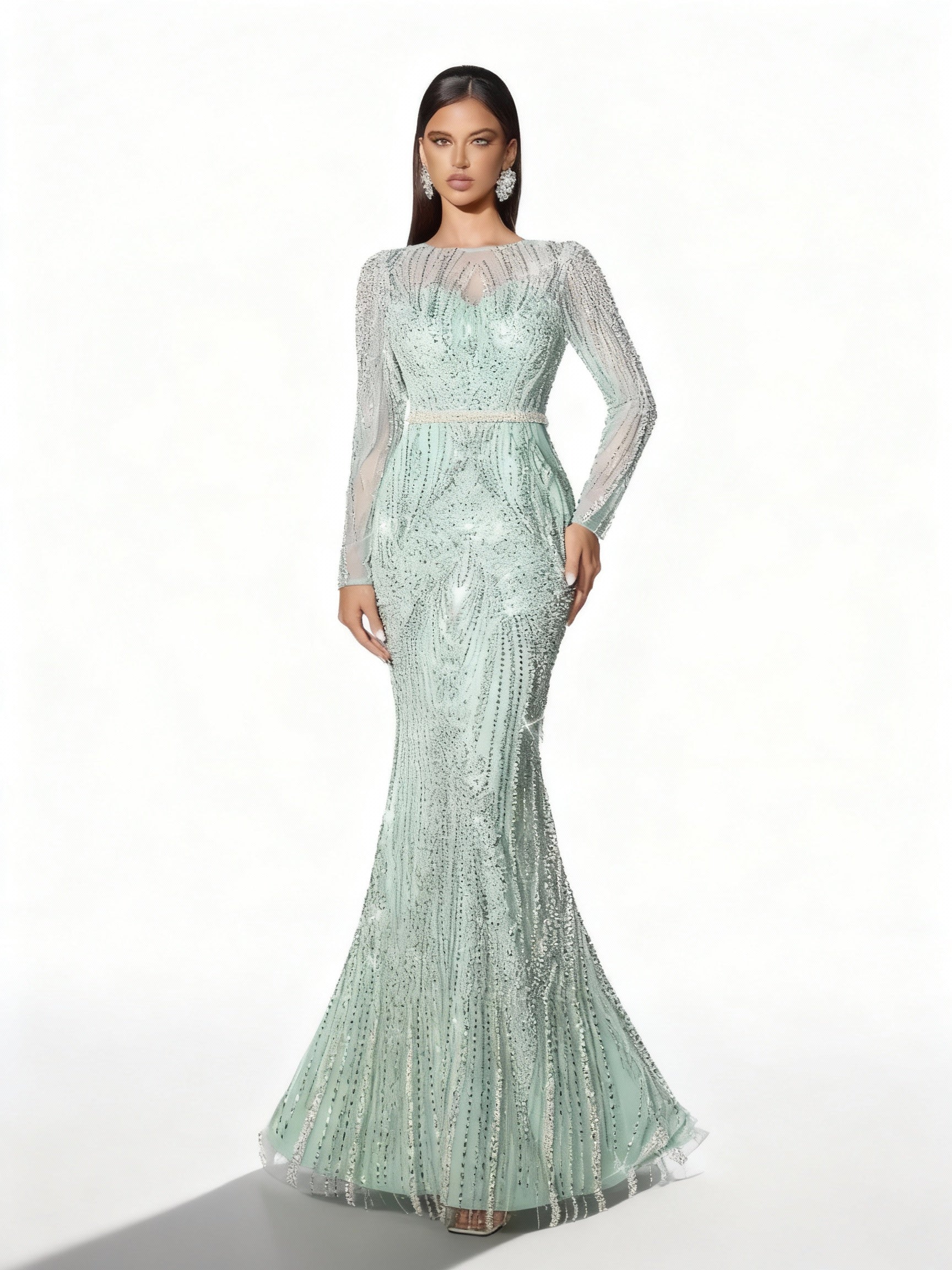 Stalluxe | Paillettenkleid mit Langen Ärmeln und Fischschwanz