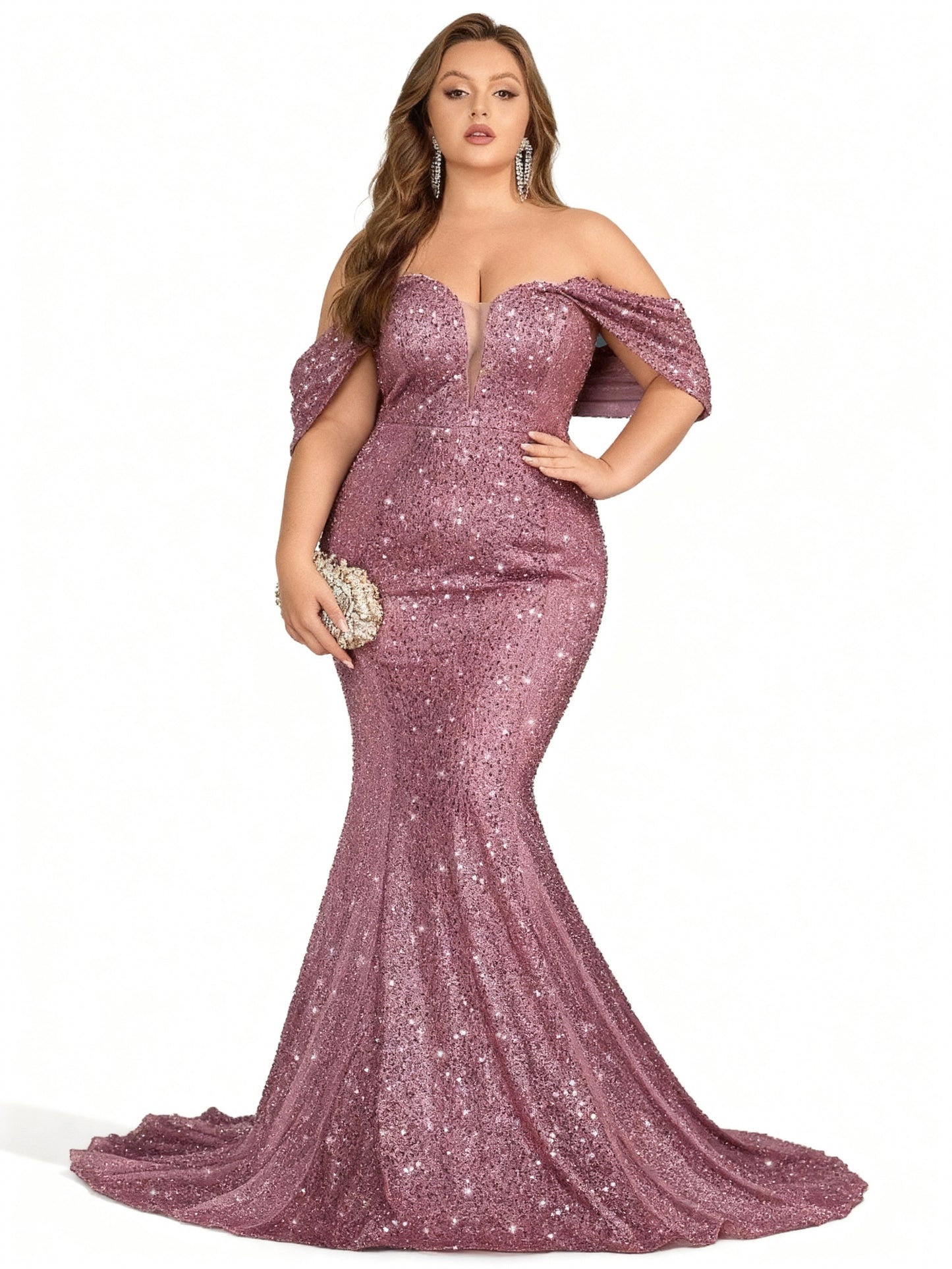 Stalluxe | Paillettenkleid mit Schulterfreiem Schnitt und Fischschwanz