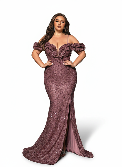 Stalluxe | Elegantes rosa Paillettenkleid mit Schlitz