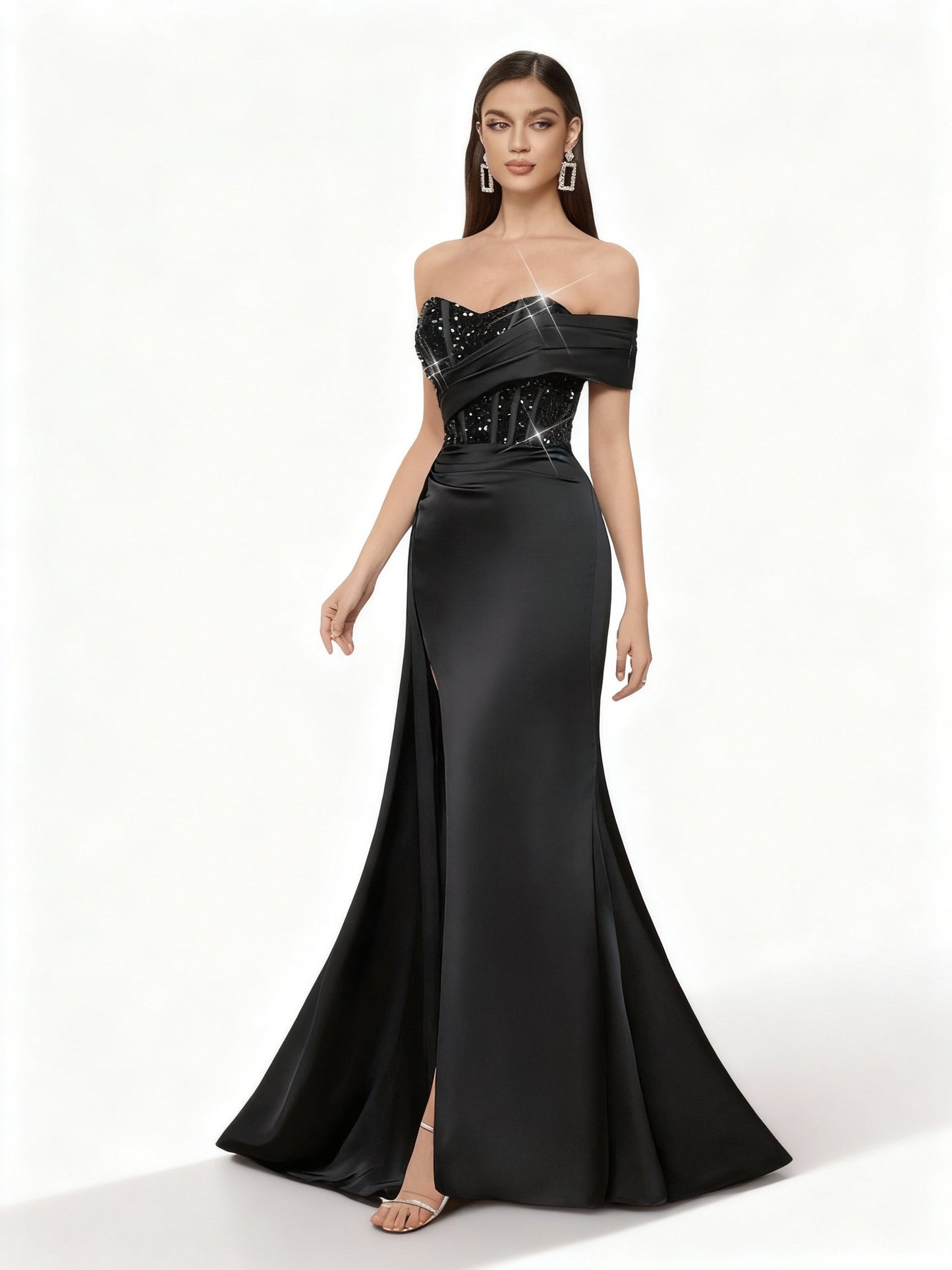 Stalluxe | Elegantes Sommer Pailletten Splicing Abendkleid