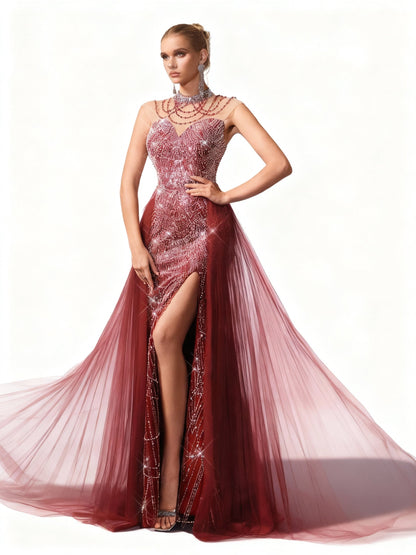 Stalluxe | Charmantes Pailletten-Abendkleid mit Herz-Ausschnitt und Weitem Rock