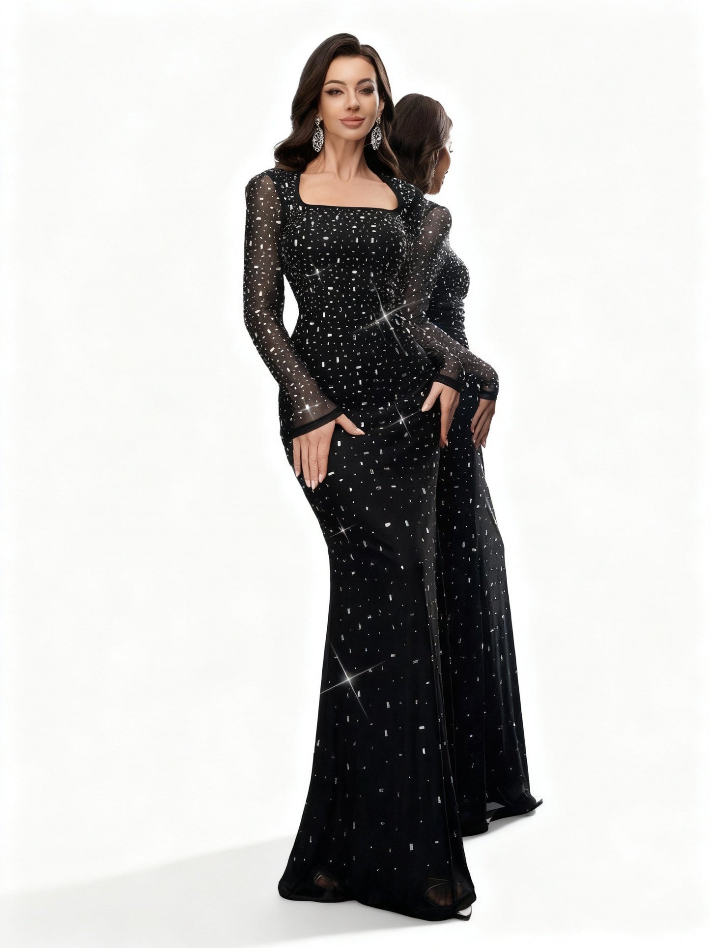 Stalluxe | Klassisches Fishtail Abendkleid mit Strass für Feste