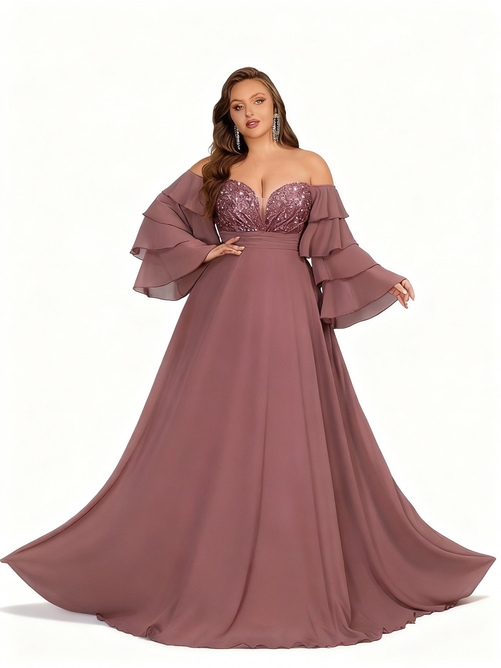 Stalluxe | Glamouröses Schulterfreies Kleid mit Pailletten-Details