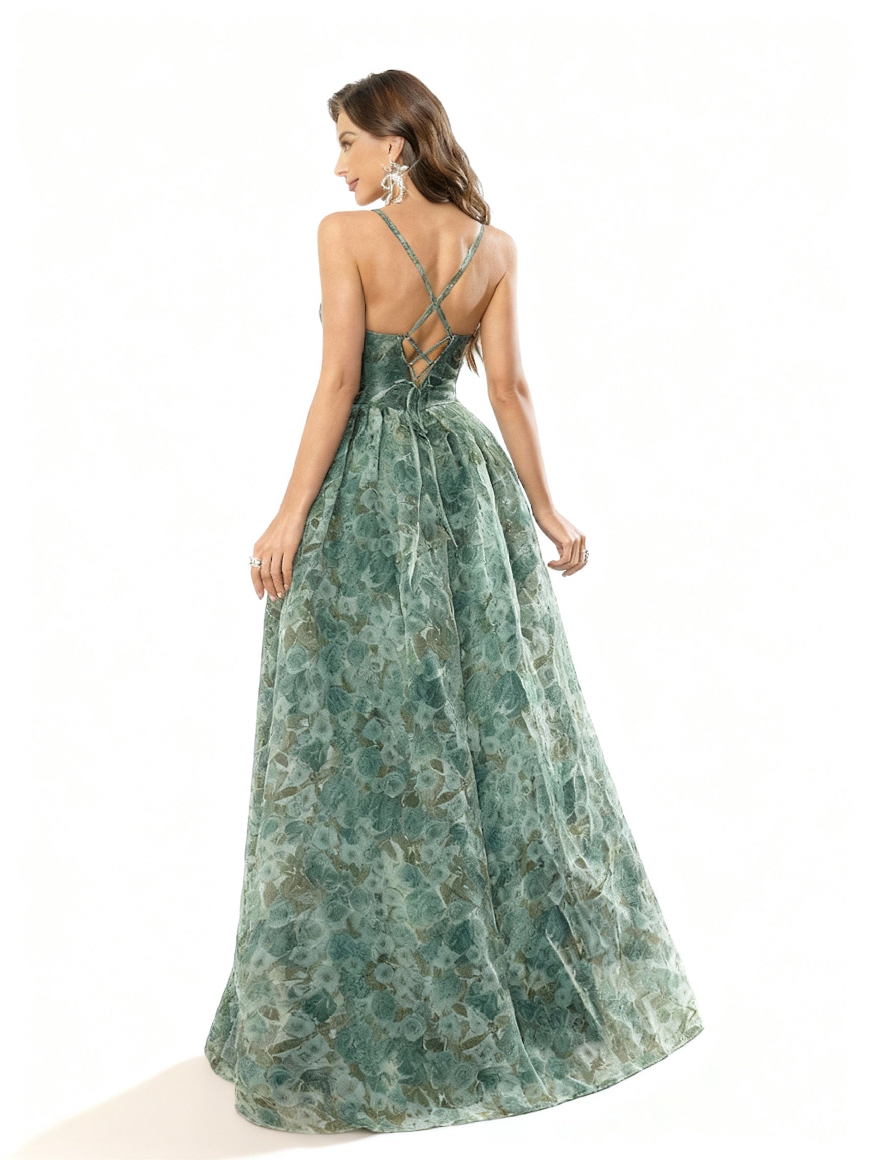 Stalluxe | Romantisches Blumenmuster-Abendkleid mit Halterneck und Seitenschlitz