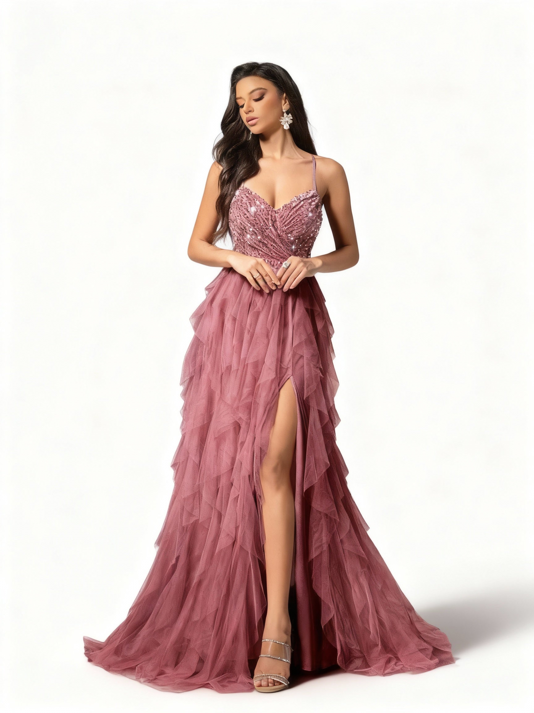 Stalluxe | Romantisches Rückenkleid aus Mesh und Pailletten