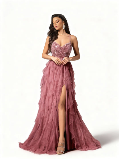 Stalluxe | Romantisches Rückenkleid aus Mesh und Pailletten