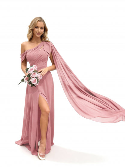 Stalluxe | Chiffonkleid mit Schlitz und Flügelärmeln Rosa