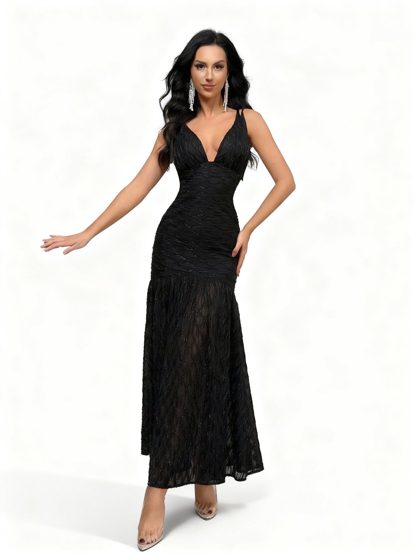 Stalluxe | Elegantes Abendkleid mit Tiefem V-Ausschnitt und Fishtail-Schnitt xl