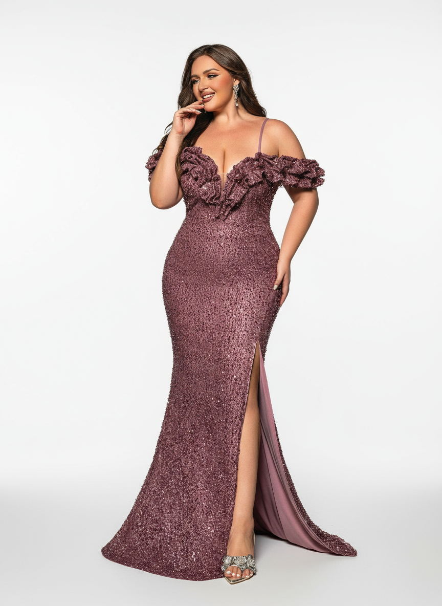 Stalluxe | Elegantes rosa Paillettenkleid mit Schlitz