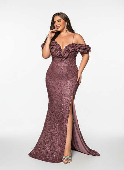 Stalluxe | Elegantes rosa Paillettenkleid mit Schlitz