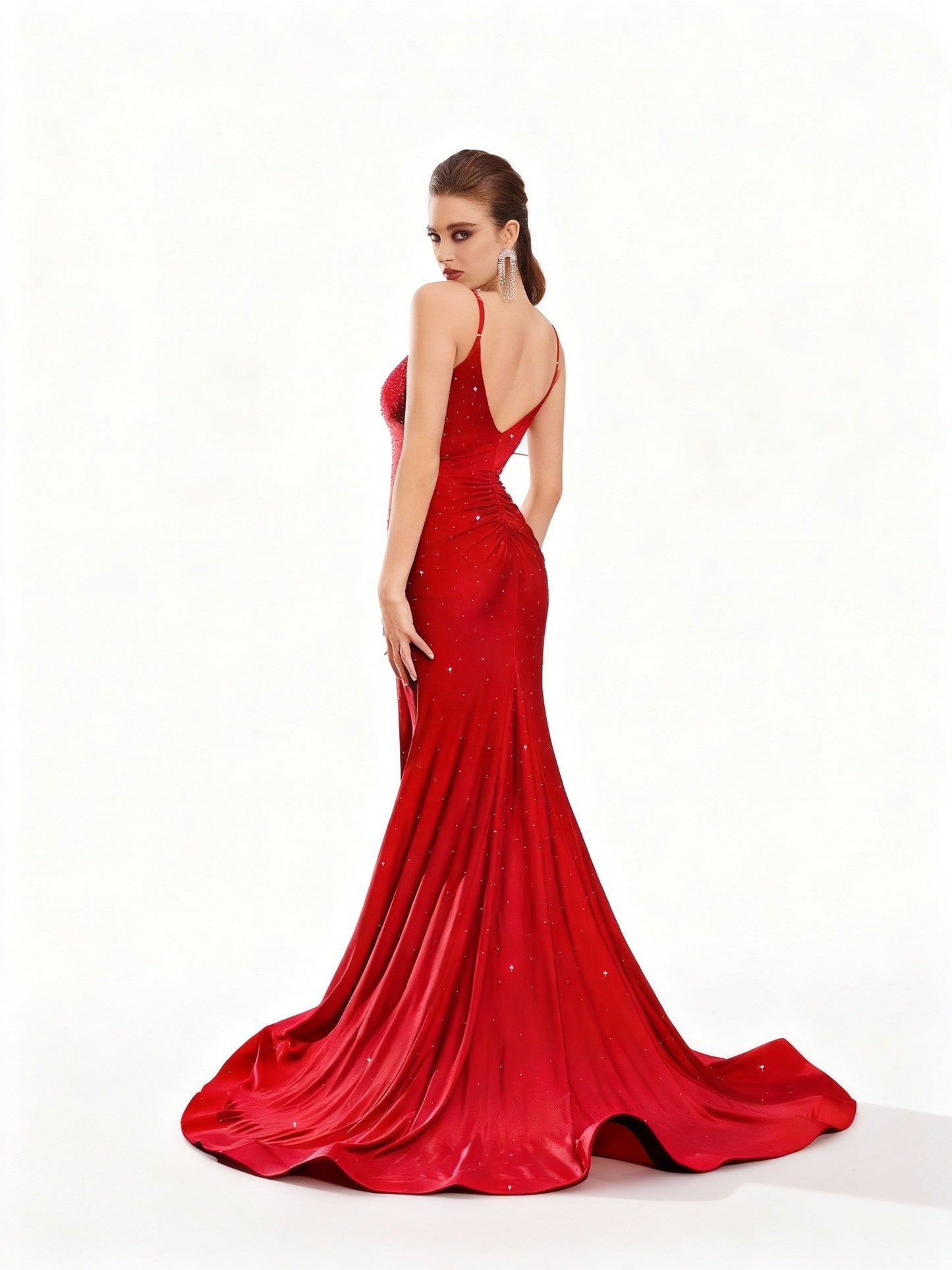 Stalluxe | Glamouröses Strasskleid mit Spaghettiträgern und Schlitz