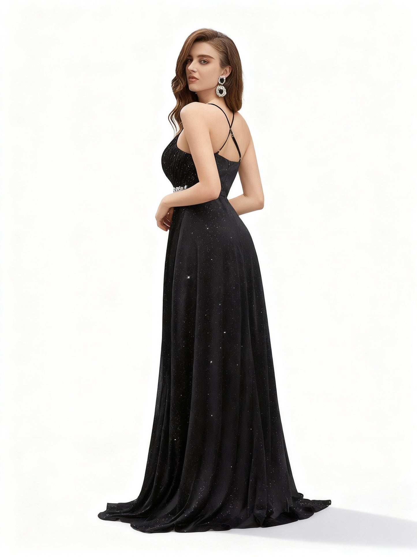 Stalluxe | Glamouröses Kleid mit Strassverzierter Taille und Schlitz