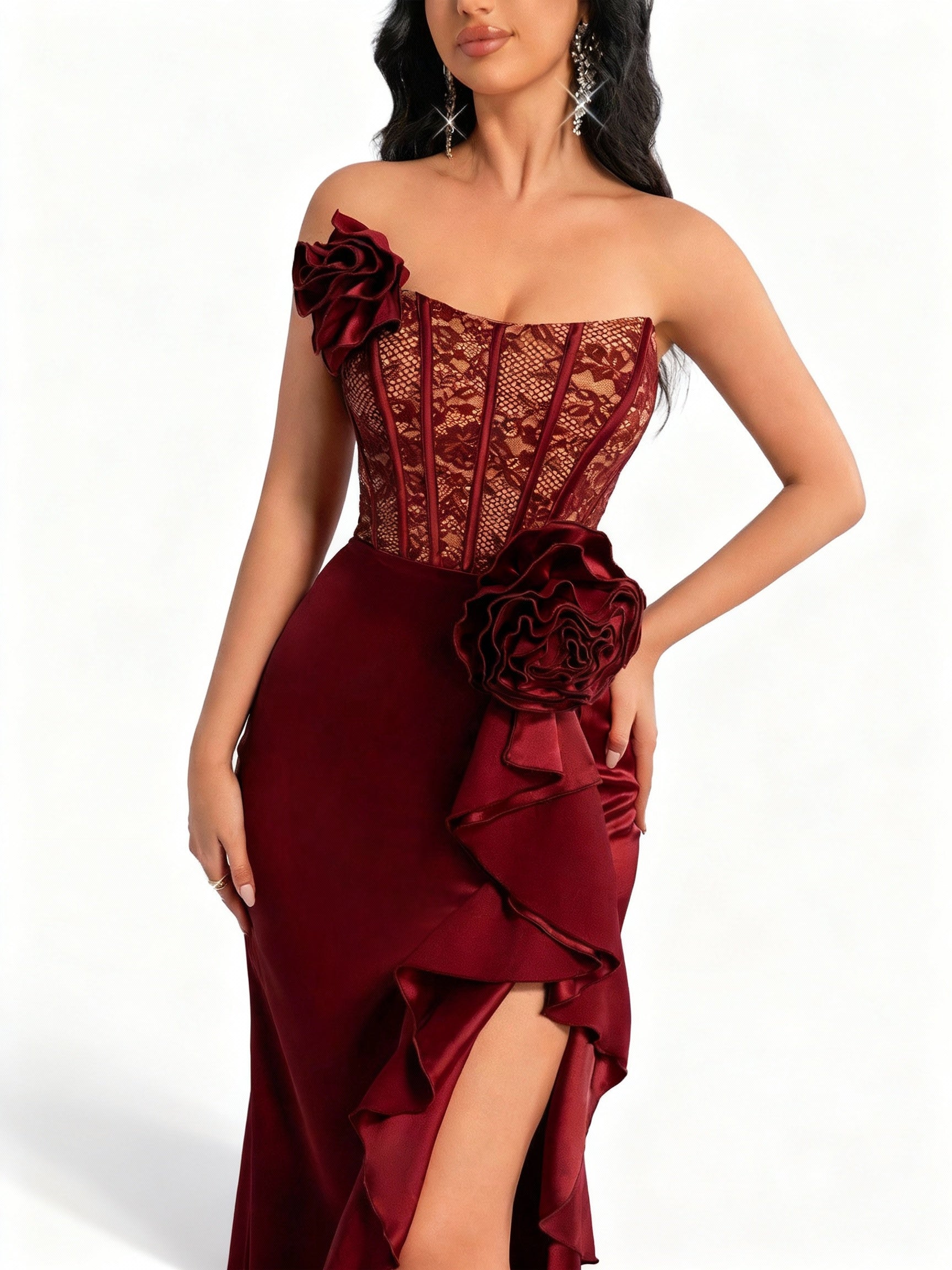 Stalluxe | Faltenkleid mit Blumendetail für festliche Anlässe