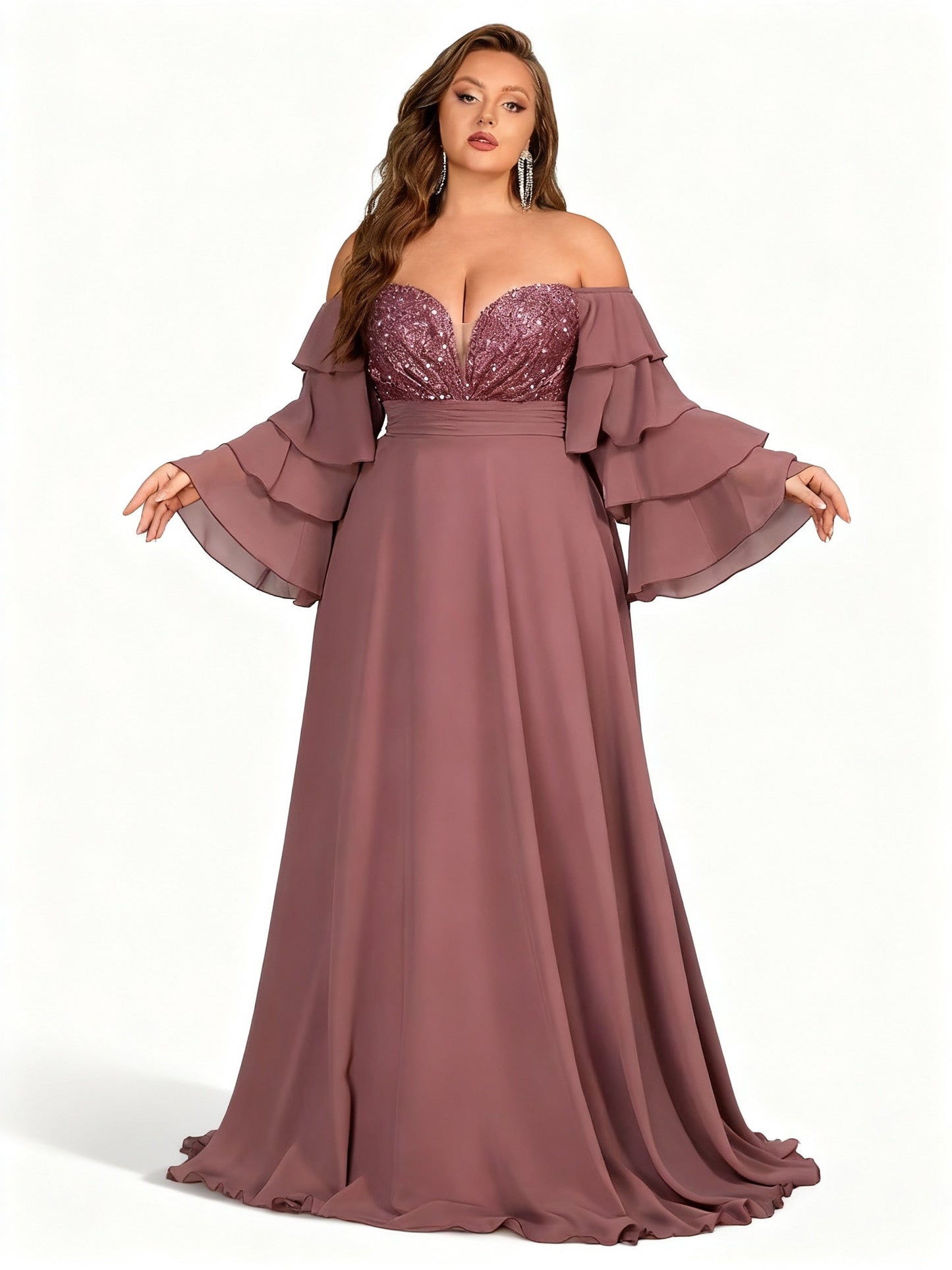 Stalluxe | Glamouröses Schulterfreies Kleid mit Pailletten-Details