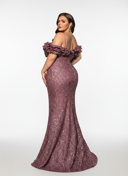 Stalluxe | Elegantes rosa Paillettenkleid mit Schlitz